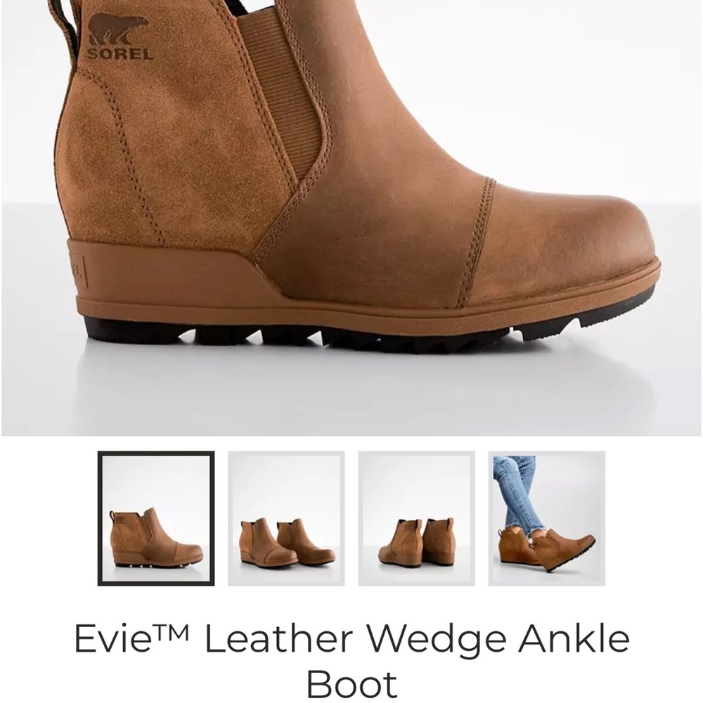 Sorel Women's Velvet Tan Evie Leather Suede Ankle Bootie Size 8